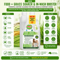 Natural Enzyme Soaker & In-Wash Booster – Food & Grass Stain Remover 