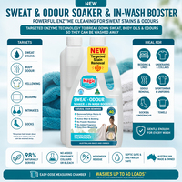 Natural Enzyme Soaker & In-Wash Booster – Sweat Stains & Odour Remover 